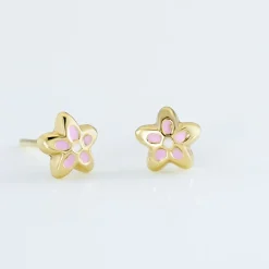 Clearance Histoire d'Or Boucles D'oreilles Puces Fleur Email Or Jaune