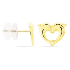 Outlet Histoire d'Or Boucles D'oreilles Puces Fulvie Double Dauphins Or Jaune