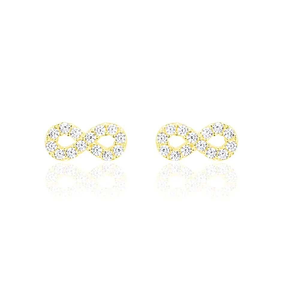 Best Histoire d'Or Boucles D'oreilles Puces Fannelle Infini Or Jaune Oxyde De Zirconium