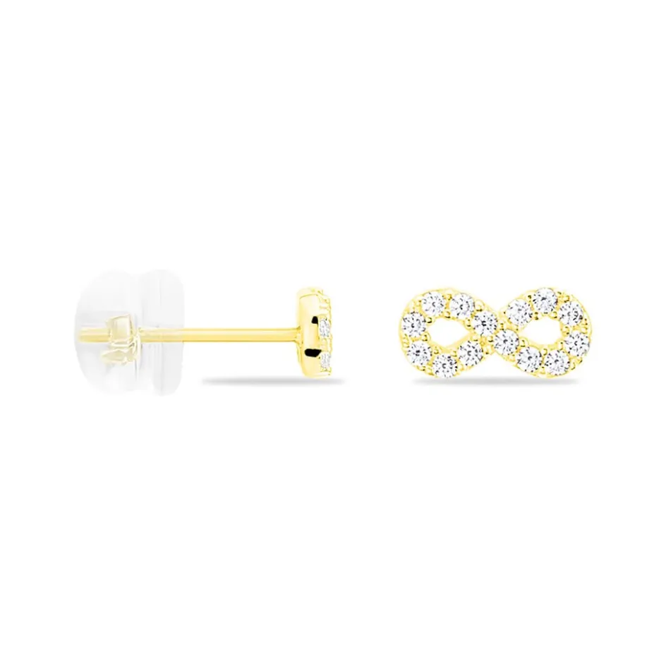Best Histoire d'Or Boucles D'oreilles Puces Fannelle Infini Or Jaune Oxyde De Zirconium