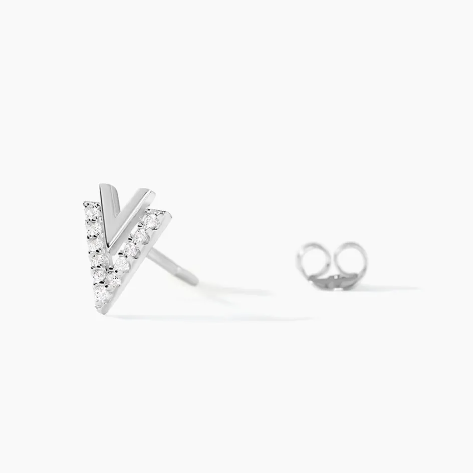 Sale Histoire d'Or Boucles D'oreilles Puces Guenolee Argent Blanc Oxyde De Zirconium