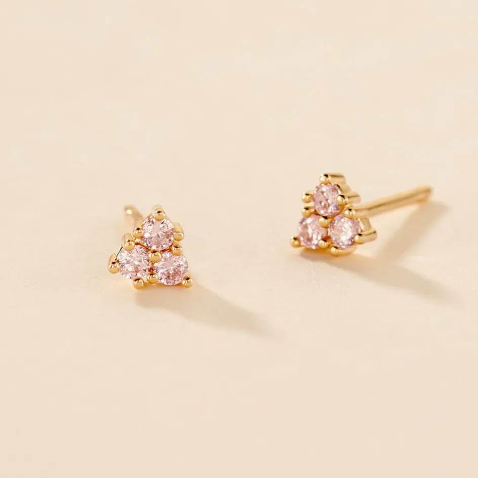 New Histoire d'Or Boucles D'oreilles Puces Istoria Plaqué Or Jaune Oxyde De Zirconium plaqué or jaune oxyde rose