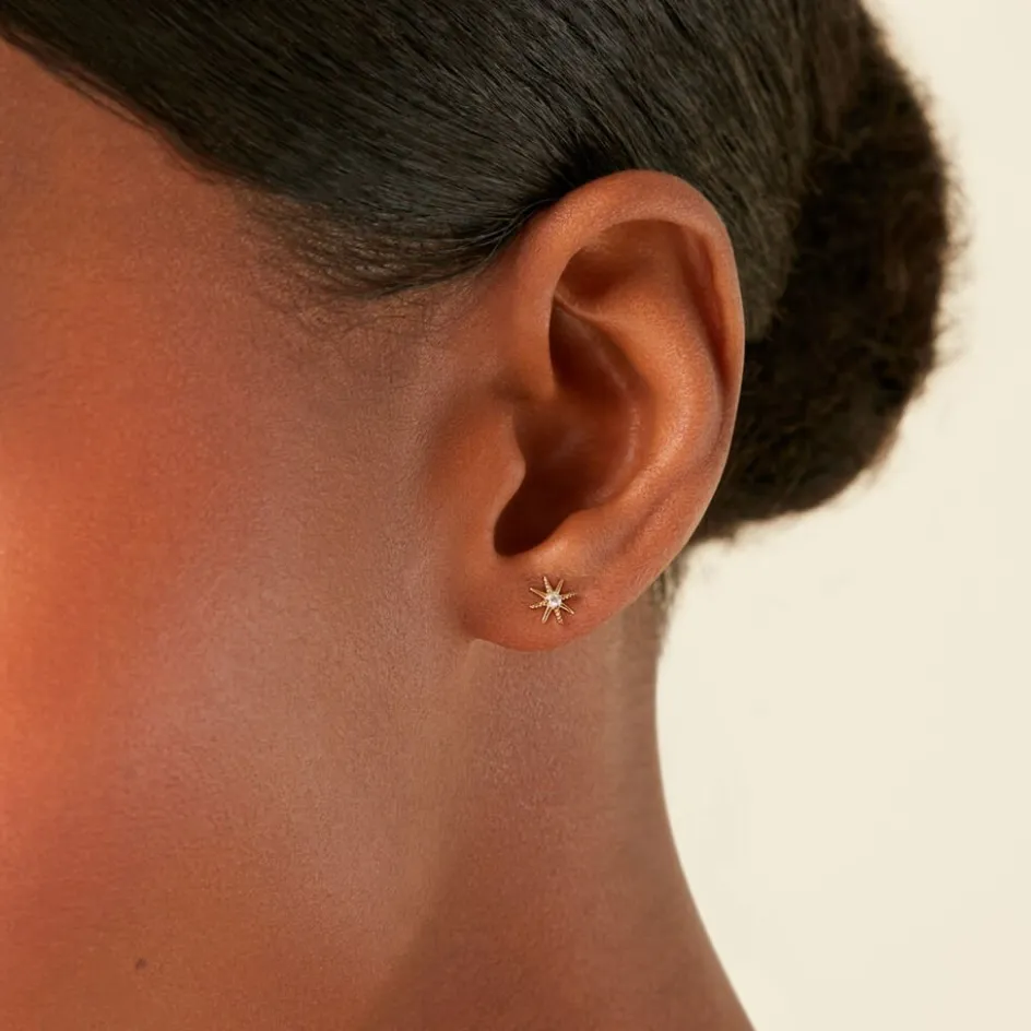 Clearance Histoire d'Or Boucles D'Oreilles Puces Ishmael Or Jaune Oxyde De Zirconium