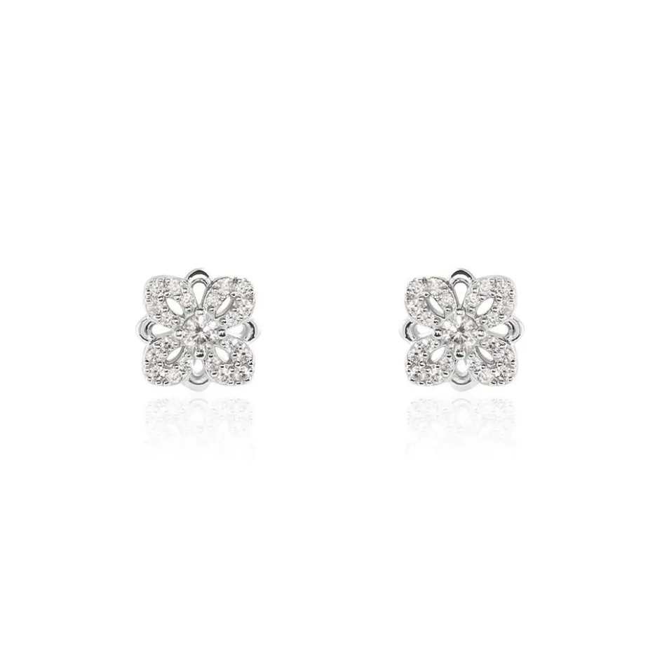 Sale Histoire d'Or Boucles D'oreilles Puces Isia Argent Blanc Oxyde De Zirconium