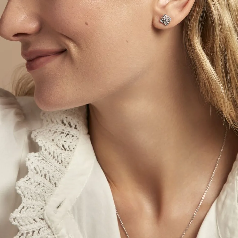 Sale Histoire d'Or Boucles D'oreilles Puces Isia Argent Blanc Oxyde De Zirconium