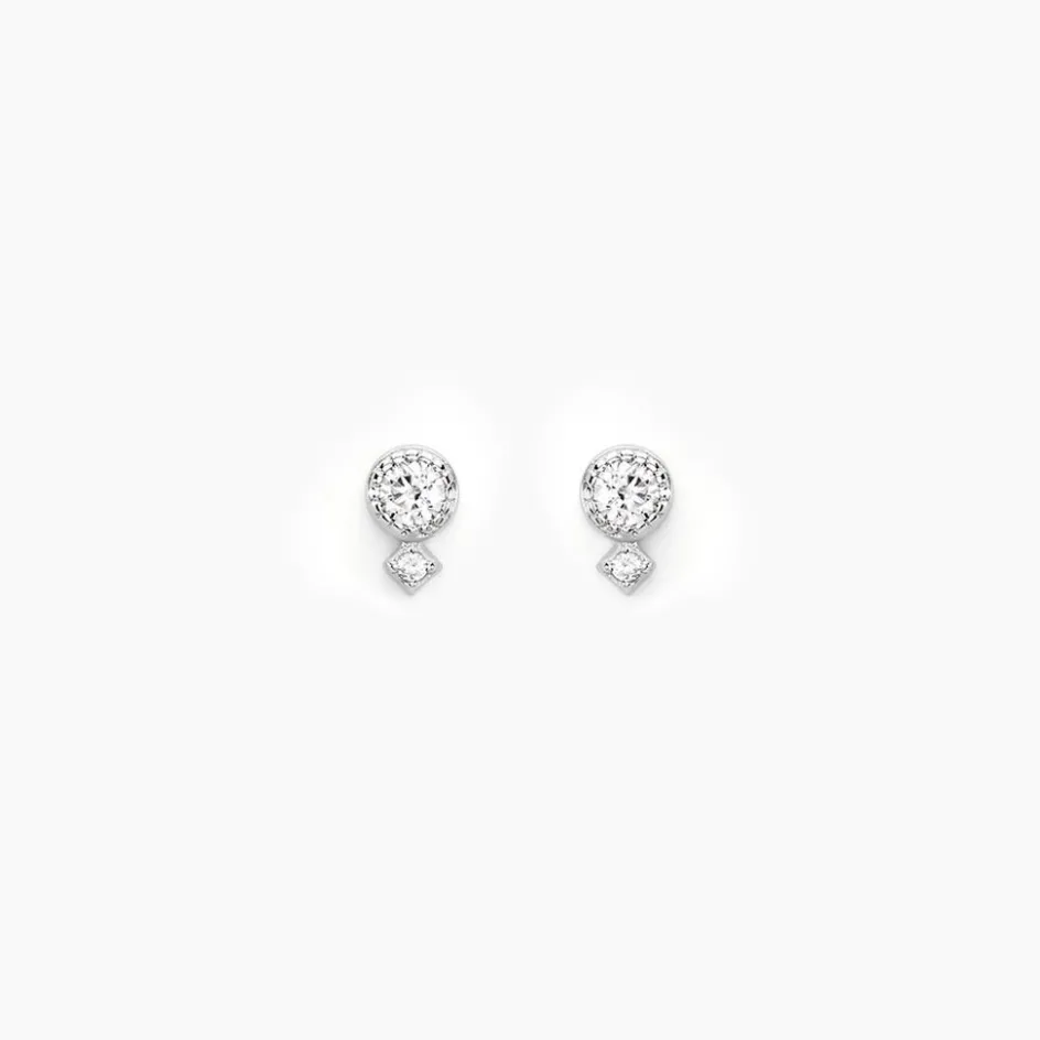Best Histoire d'Or Boucles D'oreilles Puces Jill Argent Blanc Oxyde De Zirconium
