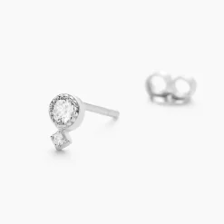 Best Histoire d'Or Boucles D'oreilles Puces Jill Argent Blanc Oxyde De Zirconium