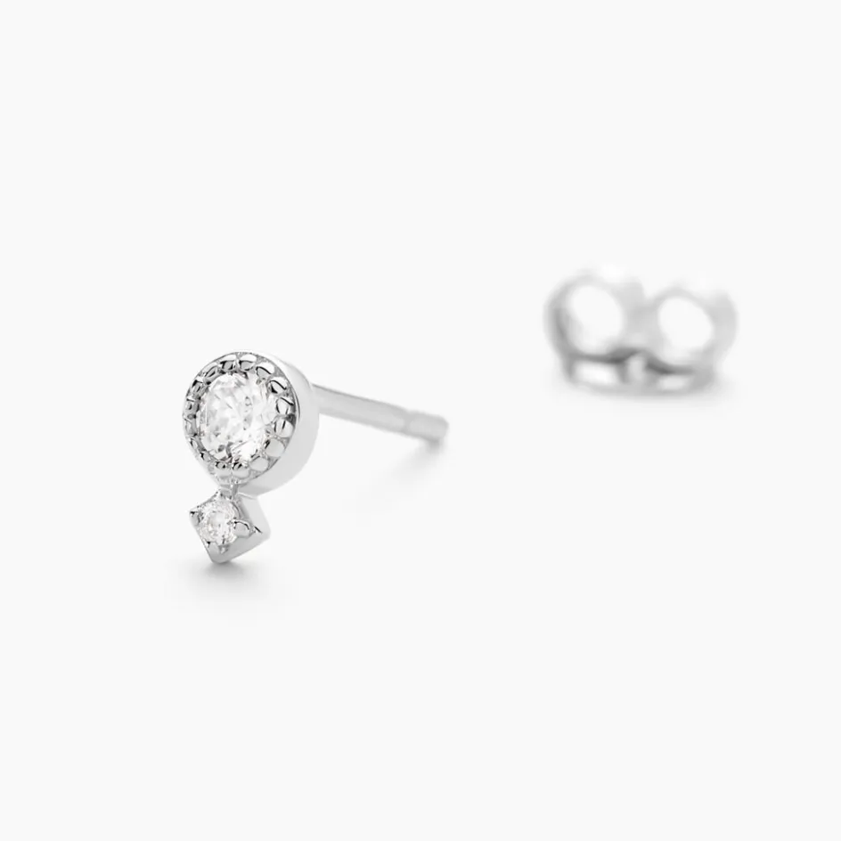 Best Histoire d'Or Boucles D'oreilles Puces Jill Argent Blanc Oxyde De Zirconium