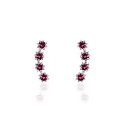 Best Histoire d'Or Boucles D'oreilles Puces Karrie Argent Blanc Oxyde De Zirconium argent blanc oxyde rouge