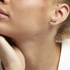 Best Histoire d'Or Boucles D'oreilles Puces Karrie Argent Blanc Oxyde De Zirconium argent blanc oxyde rouge