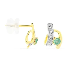 Outlet Histoire d'Or Boucles D'oreilles Puces Loubra Or Jaune Emeraude