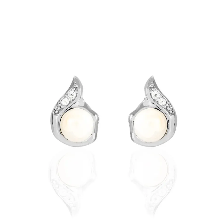 Clearance Histoire d'Or Boucles D'oreilles Puces Mellie Argent Blanc Perle De Culture