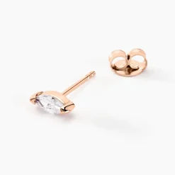 Histoire d'Or Boucles D'oreilles Puces Navette De Zirconium argent rose oxyde
