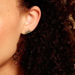 Histoire d'Or Boucles D'oreilles Puces Navette Or Jaune Emeraude Diamant* Boucles D'Oreilles|Clous D'Oreilles