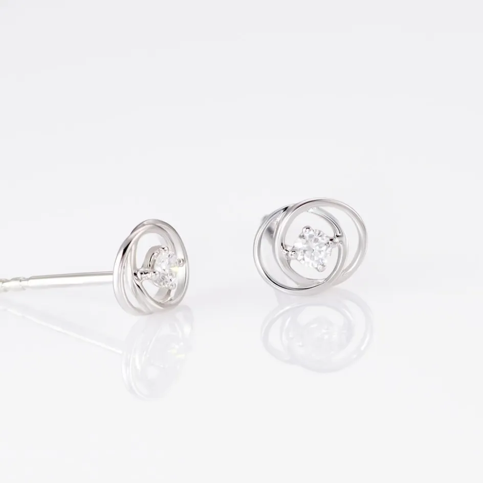 Outlet Histoire d'Or Boucles D'oreilles Puces Nid D'amour Or Blanc Diamant