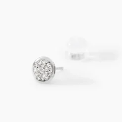 Outlet Histoire d'Or Boucles D'oreilles Puces Or Blanc Strass