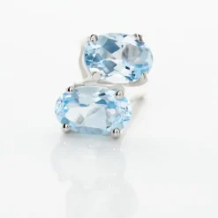 Histoire d'Or Boucles D'oreilles Puces Ovale Serti Griffe Or Blanc Topaze* Boucles D'Oreilles|Clous D'Oreilles