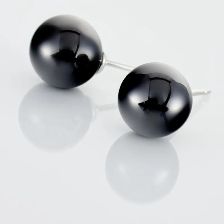 Clearance Histoire d'Or Boucles D'oreilles Puces Orbe Argent Blanc Céramique argent blanc céramique noire