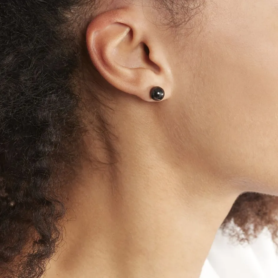 Clearance Histoire d'Or Boucles D'oreilles Puces Orbe Argent Blanc Céramique argent blanc céramique noire