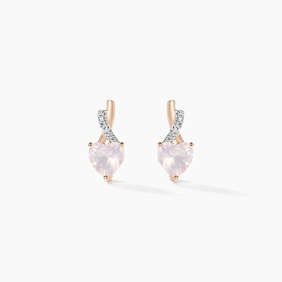 Discount Histoire d'Or Boucles D'oreilles Puces Or Rose Clothilde Quartz or rose quartz rose