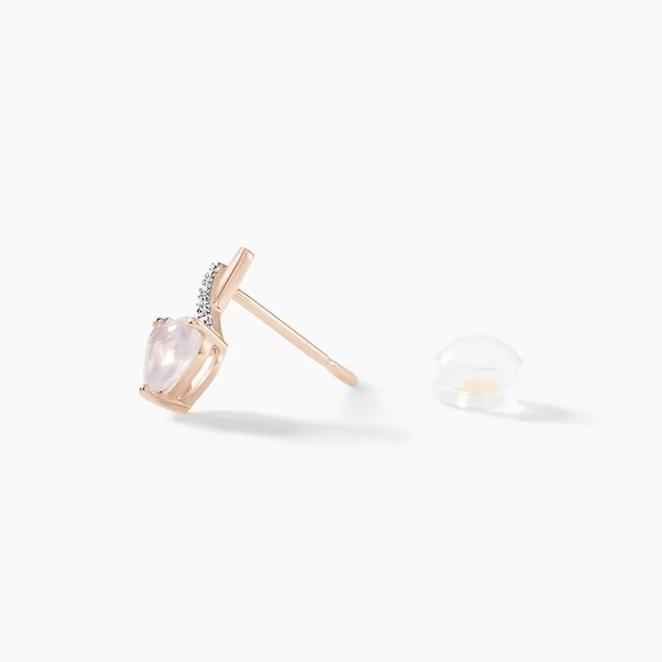 Discount Histoire d'Or Boucles D'oreilles Puces Or Rose Clothilde Quartz or rose quartz rose