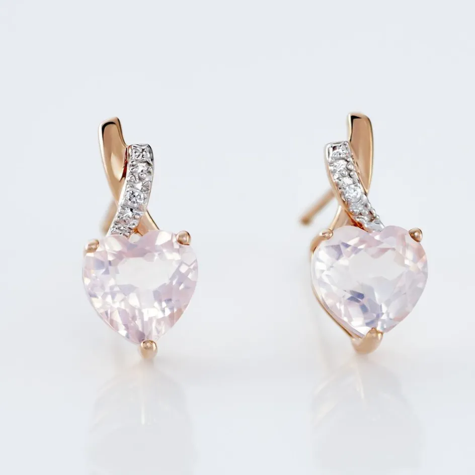 Discount Histoire d'Or Boucles D'oreilles Puces Or Rose Clothilde Quartz or rose quartz rose