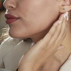 Sale Histoire d'Or Boucles D'oreilles Puces Or Blanc Febe Emeraude Diamant