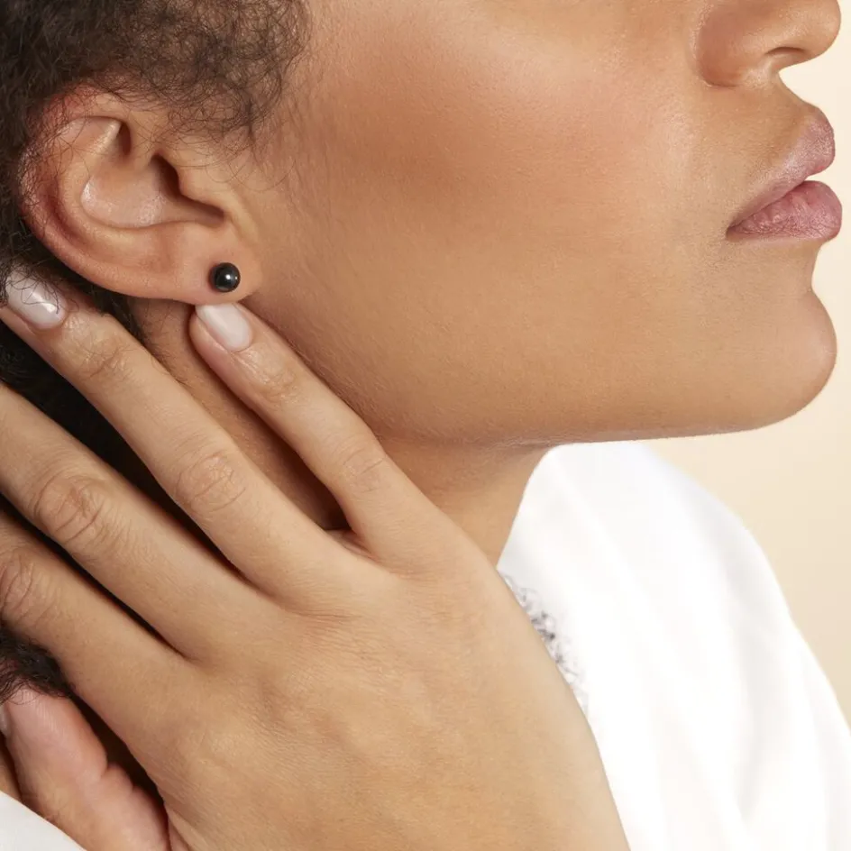 Clearance Histoire d'Or Boucles D'oreilles Puces Orbe Argent Blanc Céramique