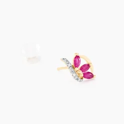 Outlet Histoire d'Or Boucles D'oreilles Puces Petale Et Diamant or bicolore rubis