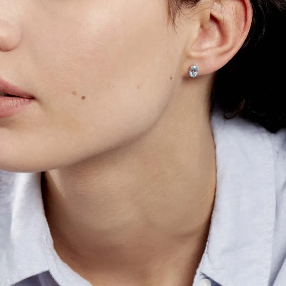 Discount Histoire d'Or Boucles D'oreilles Puces Prudencia Or Blanc Topaze or blanc topaze bleue