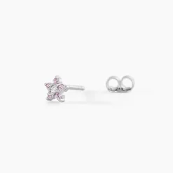 Sale Histoire d'Or Boucles D'oreilles Puces Purple Bloom Argent Blanc Oxyde De Zirconium