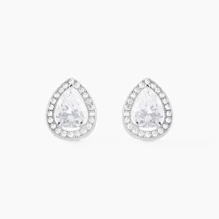 Clearance Histoire d'Or Boucles D'oreilles Puces Pilar Argent Blanc Oxyde De Zirconium