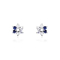 Online Histoire d'Or Boucles D'oreilles Puces Pavel Argent Blanc Oxyde De Zirconium argent blanc oxyde bleu