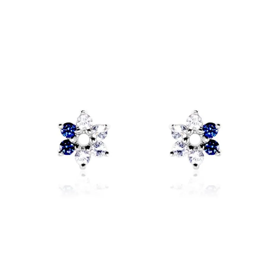 Online Histoire d'Or Boucles D'oreilles Puces Pavel Argent Blanc Oxyde De Zirconium argent blanc oxyde bleu