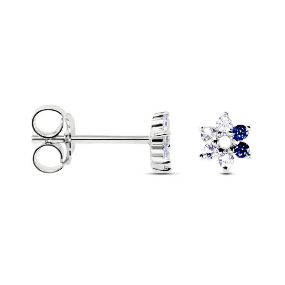 Online Histoire d'Or Boucles D'oreilles Puces Pavel Argent Blanc Oxyde De Zirconium argent blanc oxyde bleu