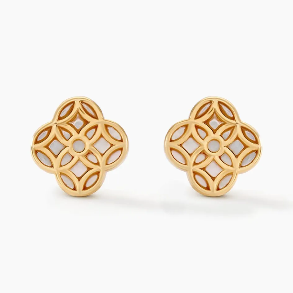 Hot Histoire d'Or Boucles D'oreilles Puces Rosalite Or Jaune Nacre or jaune nacre blanche