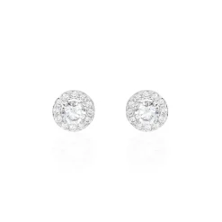 Sale Histoire d'Or Boucles D'oreilles Puces Rosalie Or Blanc Oxyde De Zirconium