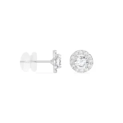 Sale Histoire d'Or Boucles D'oreilles Puces Rosalie Or Blanc Oxyde De Zirconium