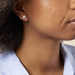 Sale Histoire d'Or Boucles D'oreilles Puces Rosalie Or Blanc Oxyde De Zirconium