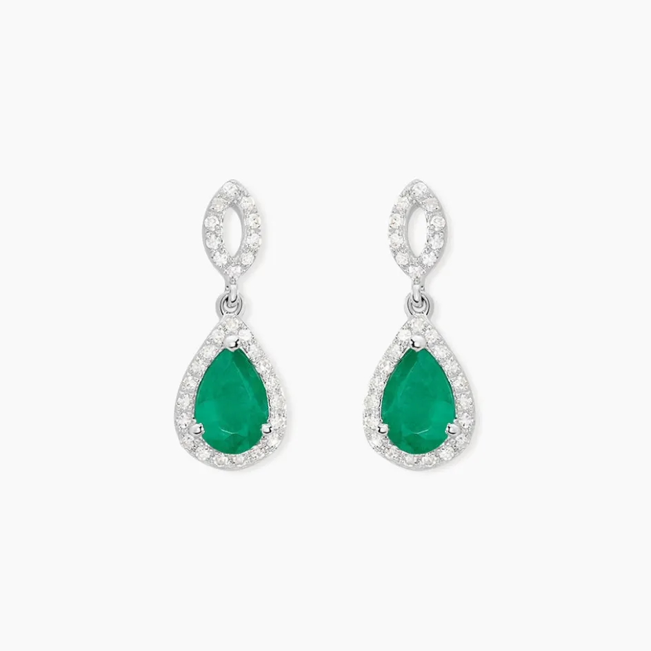 Histoire d'Or Boucles D'oreilles Puces Sissi Or Blanc Diamant Et Emeraude* Boucles D'Oreilles|Boucles D'Oreilles Pendantes