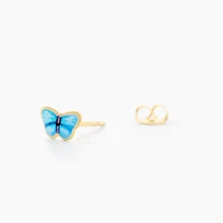 Outlet Histoire d'Or Boucles D'oreilles Puces Sulivia Papillon Or Jaune or jaune smalto bleu