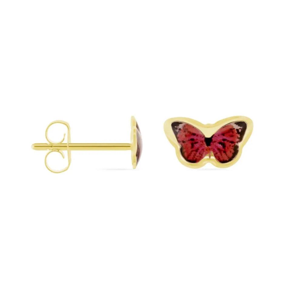Clearance Histoire d'Or Boucles D'oreilles Puces Sulivia Papillon Or Jaune