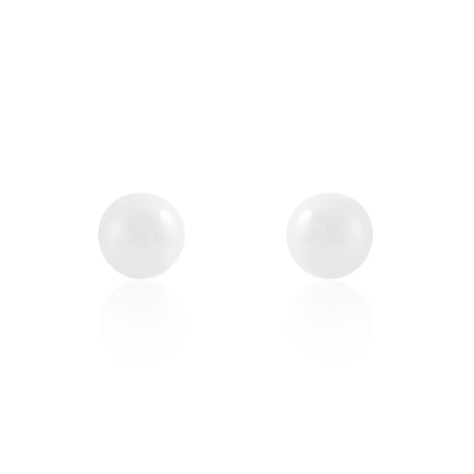 Best Histoire d'Or Boucles D'oreilles Puces Solene Argent Blanc Céramique