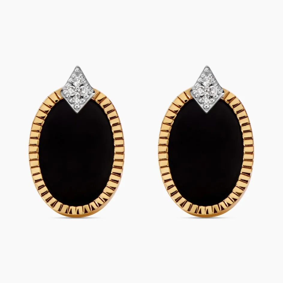 Best Histoire d'Or Boucles D'oreilles Puces Tahina Or Jaune Onyx Diamant or jaune onyx noir