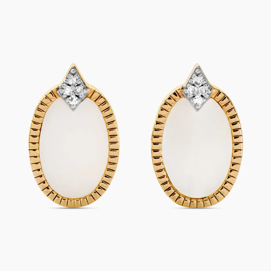 Histoire d'Or Boucles D'oreilles Puces Tahina Or Jaune Nacre Diamant* Boucles D'Oreilles|Clous D'Oreilles