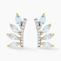 Clearance Histoire d'Or Boucles D'oreilles Puces Tiara Or Jaune Topaze Oxyde De Zirconium or jaune topaze bleu sky