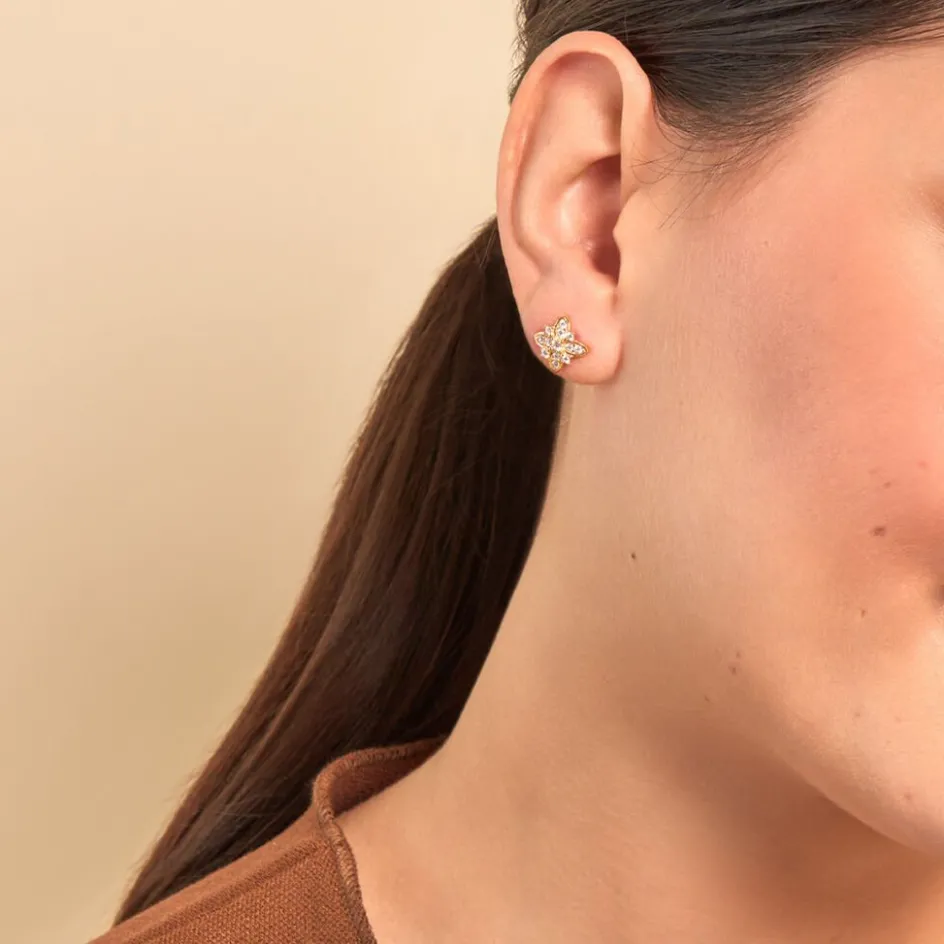 Best Histoire d'Or Boucles D'oreilles Puces Vaiana Plaqué Or Jaune Oxyde De Zirconium