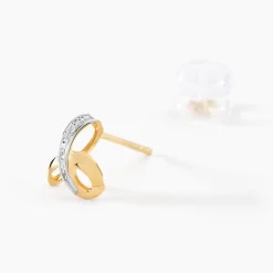 Outlet Histoire d'Or Boucles D'oreilles Puces Volute or jaune diamant