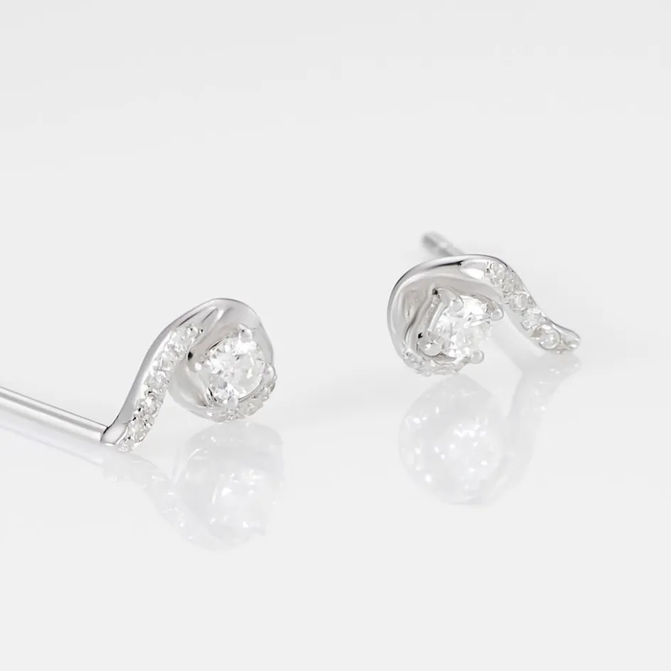 Best Histoire d'Or Boucles D'oreilles Puces Vrille Accompagnee Or Blanc Diamant
