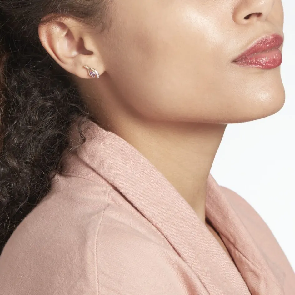 Outlet Histoire d'Or Boucles D'oreilles Sagesse Or Jaune Amethyste Oxyde or jaune amethyste violette